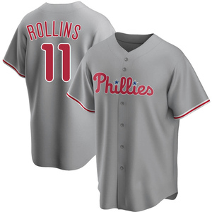 Men's JIMMY ROLLINS #11 Philadelphia Phillies Red Tribute Jersey Style  Tee-Shirt