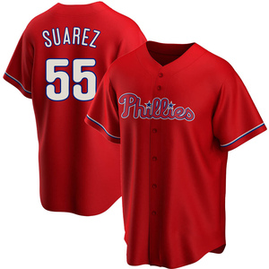 Philadelphia Phillies Suarez #68 Game Used Red Jersey Ex ST BP XL